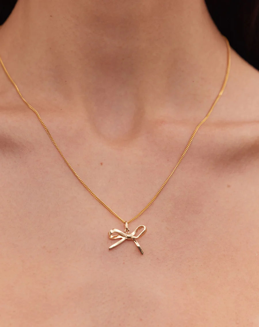 Meadowlark Bow Charm Necklace - Sterling Silver