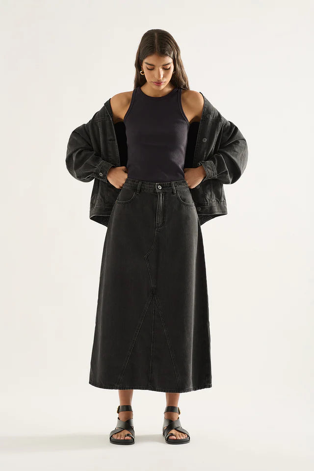 Outland Denim Ruby Maxi Skirt - Aged Black
