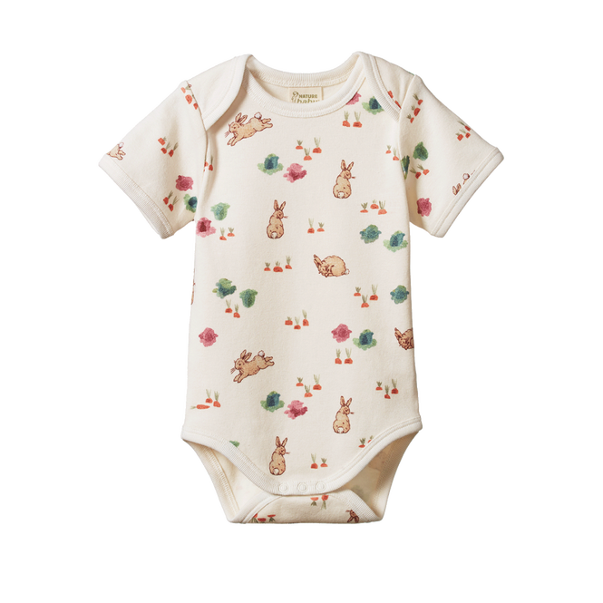 Nature Baby Short Sleeve Bodysuit - Country Bunny Print