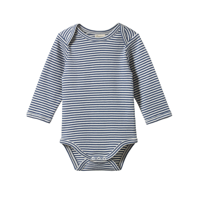 Nature Baby Long Sleeve Bodysuit - Vintage Indigo Stripe
