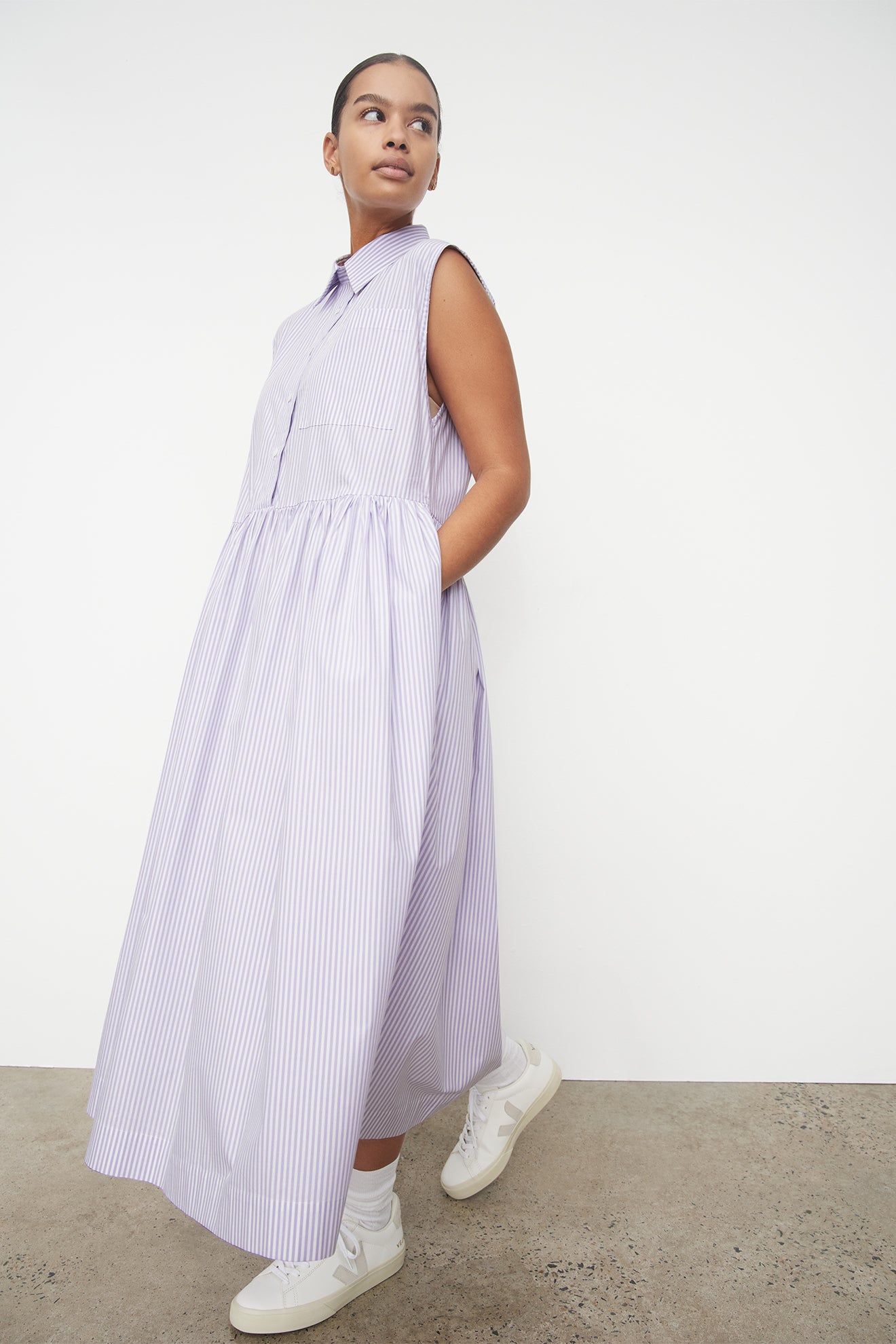 Kowtow Jamie Dress - Lilac Stripe