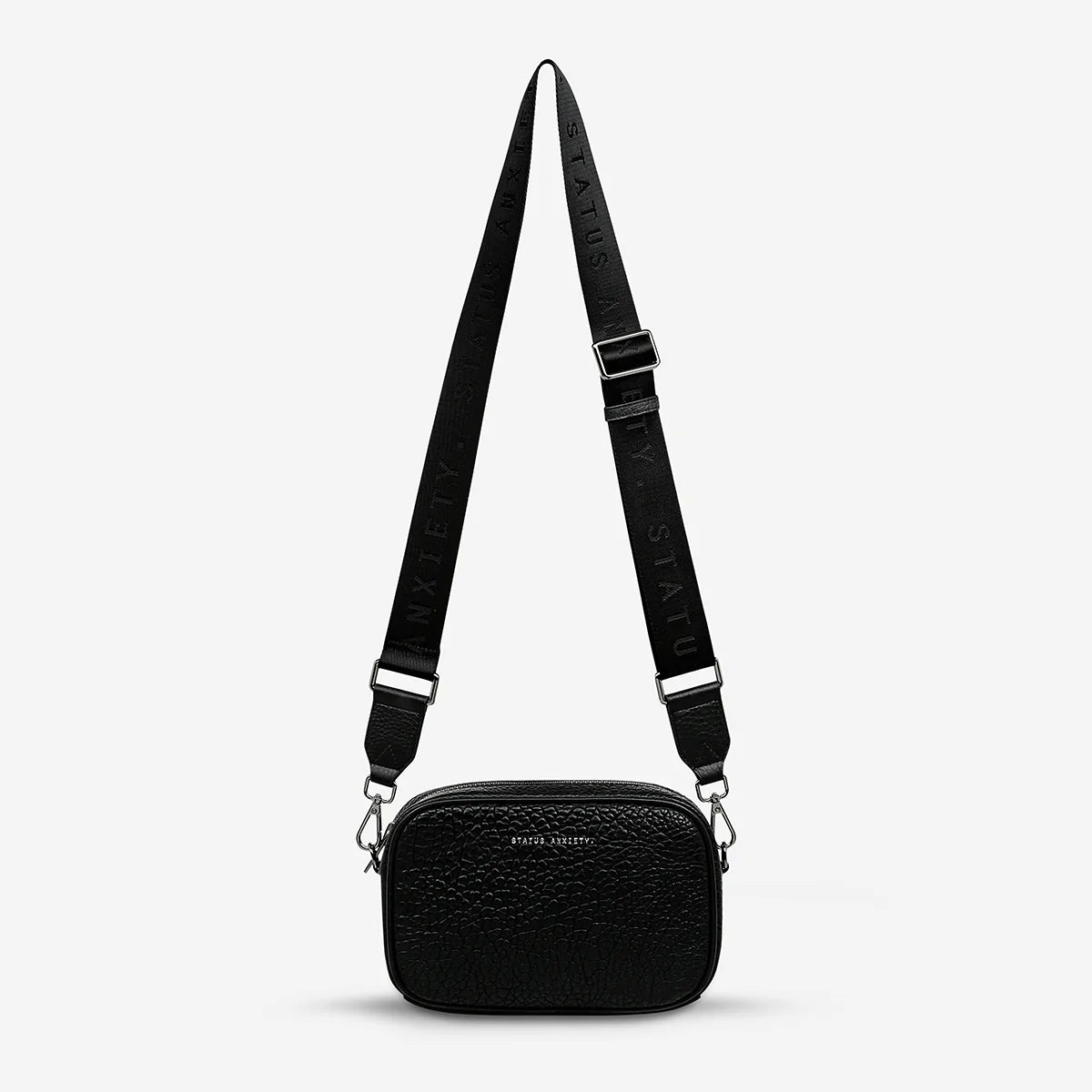 Status Anxiety Bag - Plunder - Black Bubble Leather with Webbed