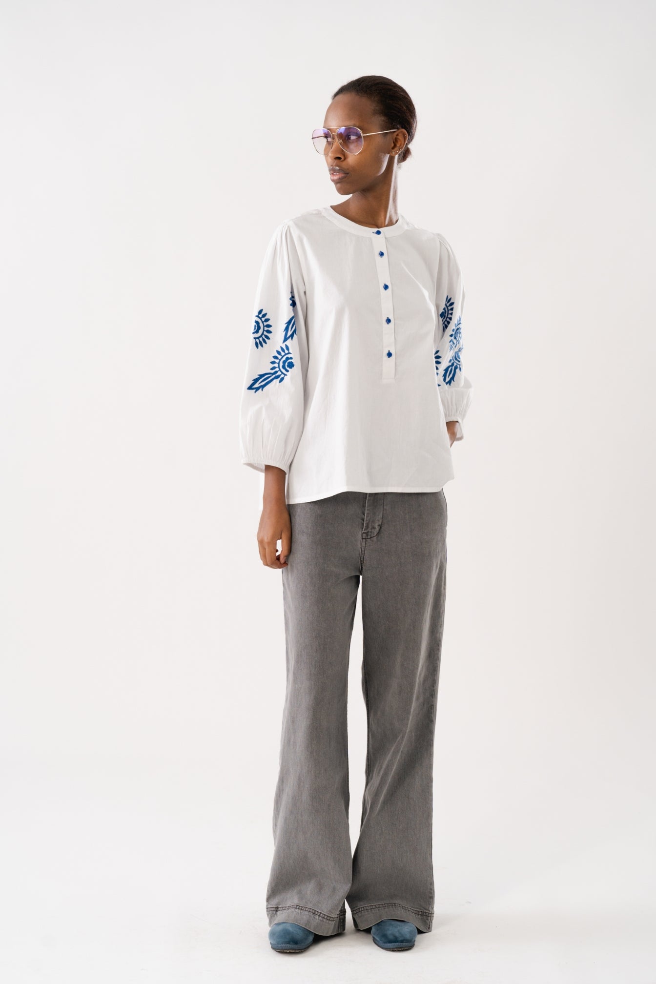 Lollys Laundry Faith Blouse - White Embroidered