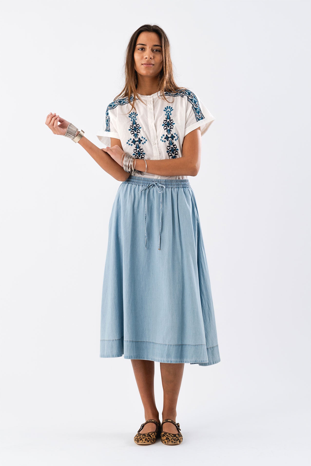 Lollys Laundry Bristol Midi Skirt - Blue