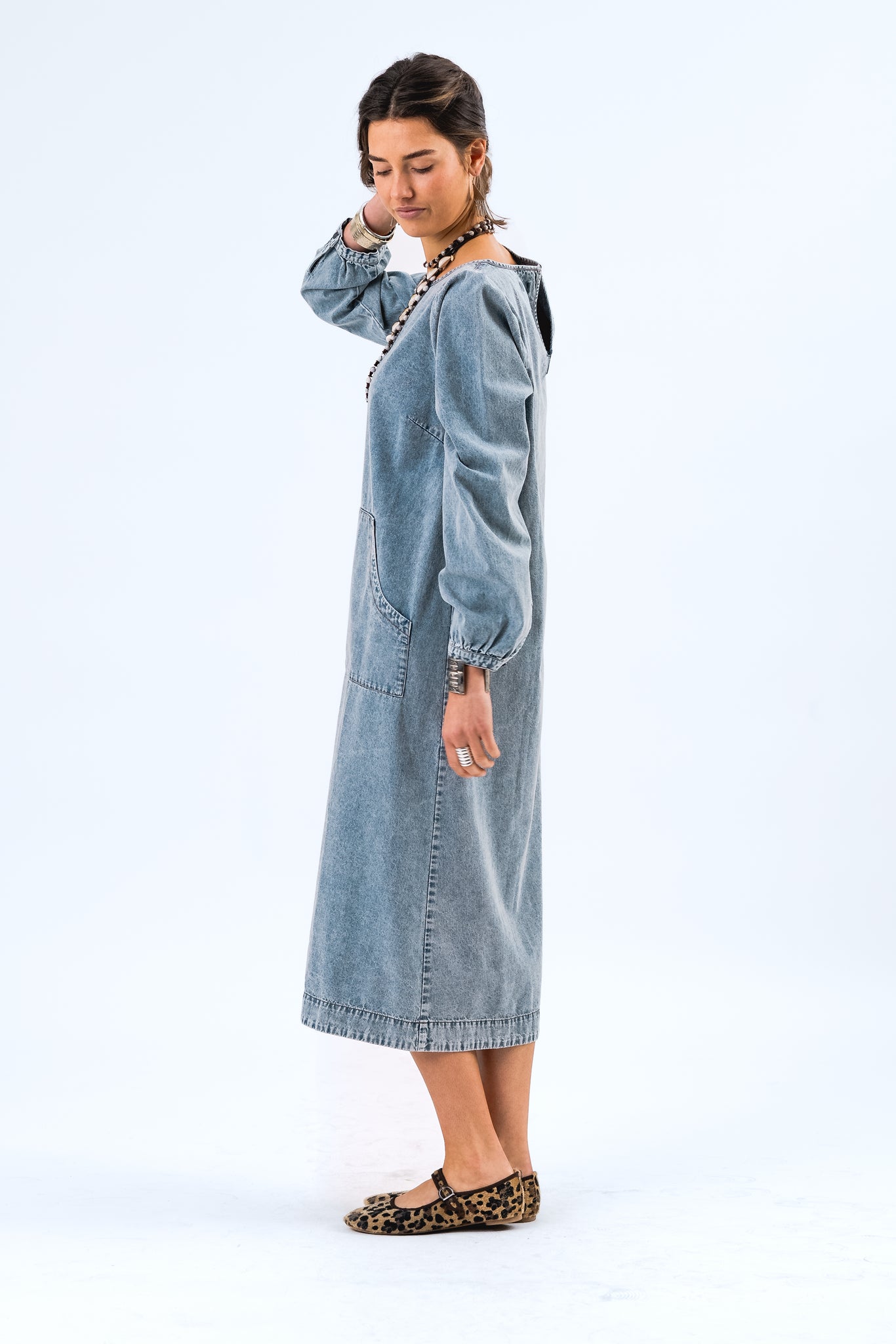 Lollys Laundry Lucas Midi Dress - Washed Denim