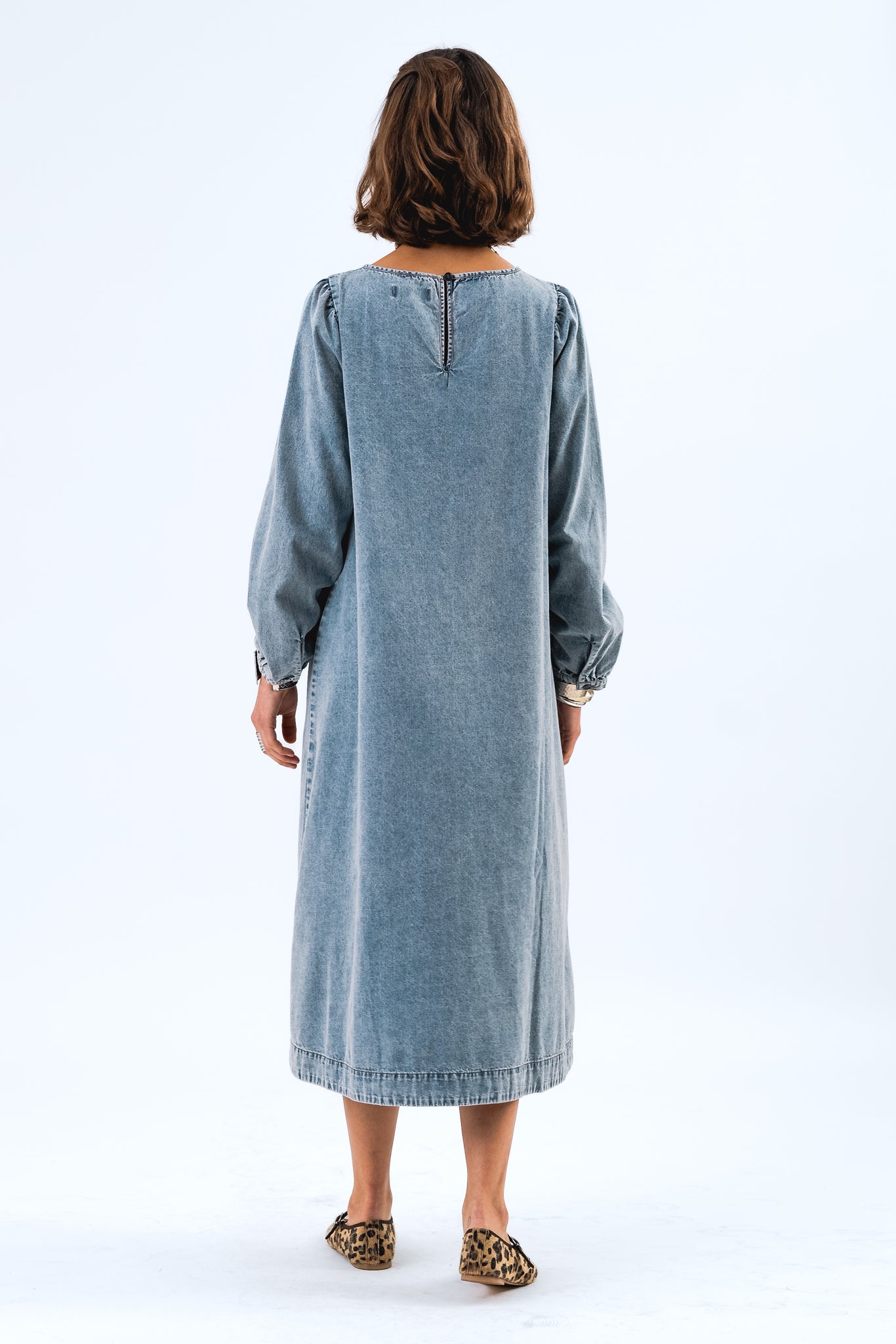 Lollys Laundry Lucas Midi Dress - Washed Denim