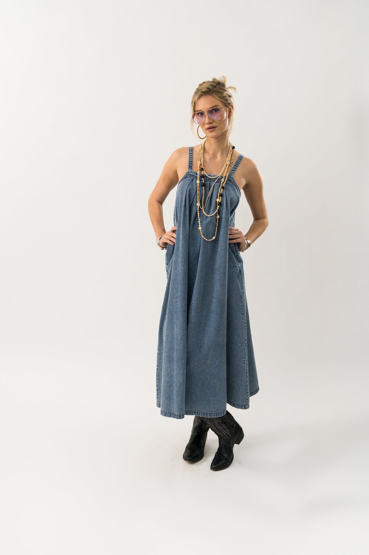 Lollys Laundry Lungo Maxi Dress - Washed Denim