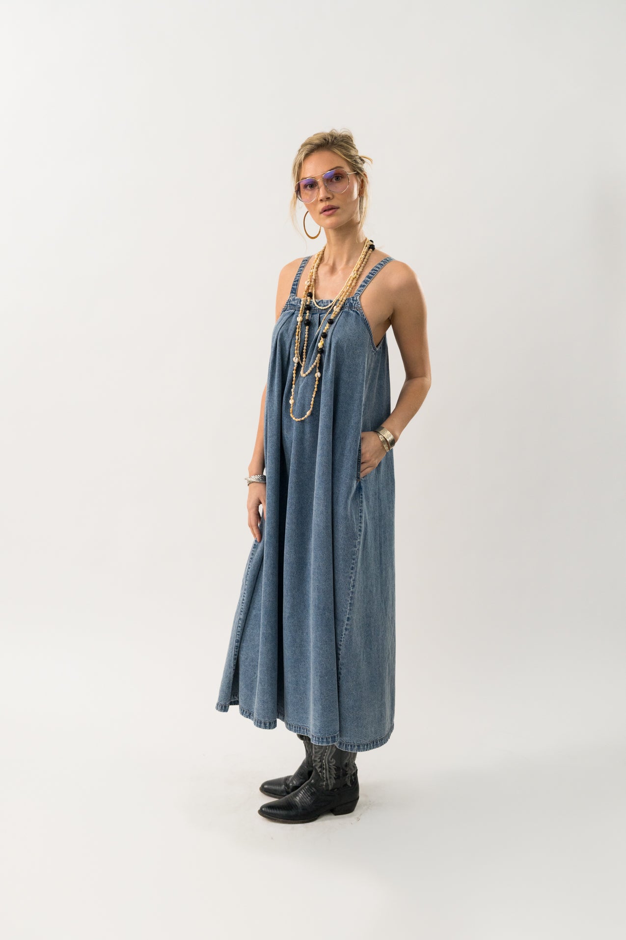 Lollys Laundry Lungo Maxi Dress - Washed Denim