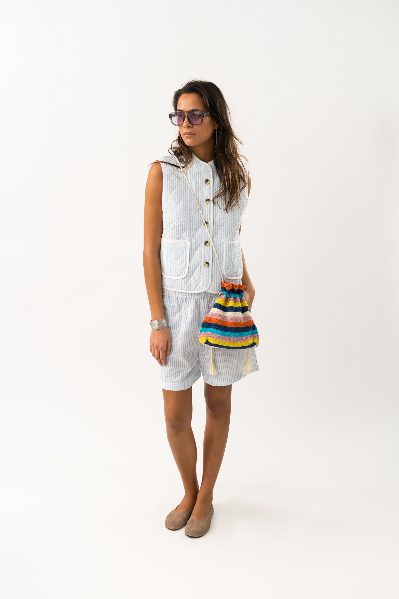 Lollys Laundry Cairo Vest - Light Stripe