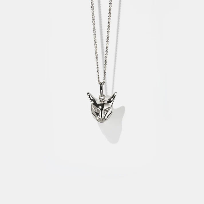 Meadowlark Cat Charm Necklace - Sterling silver 50cm chain