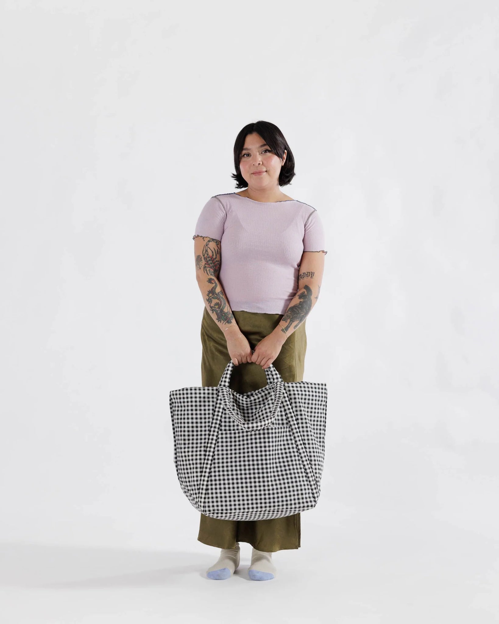 Baggu Travel Cloud Bag - Black and White Gingham