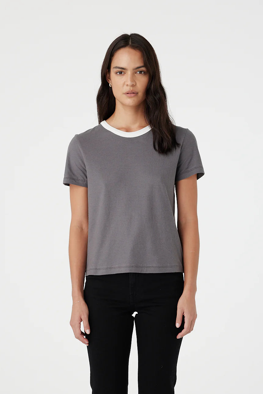 Outland Denim Ivy Tee - Charcoal/White Bind