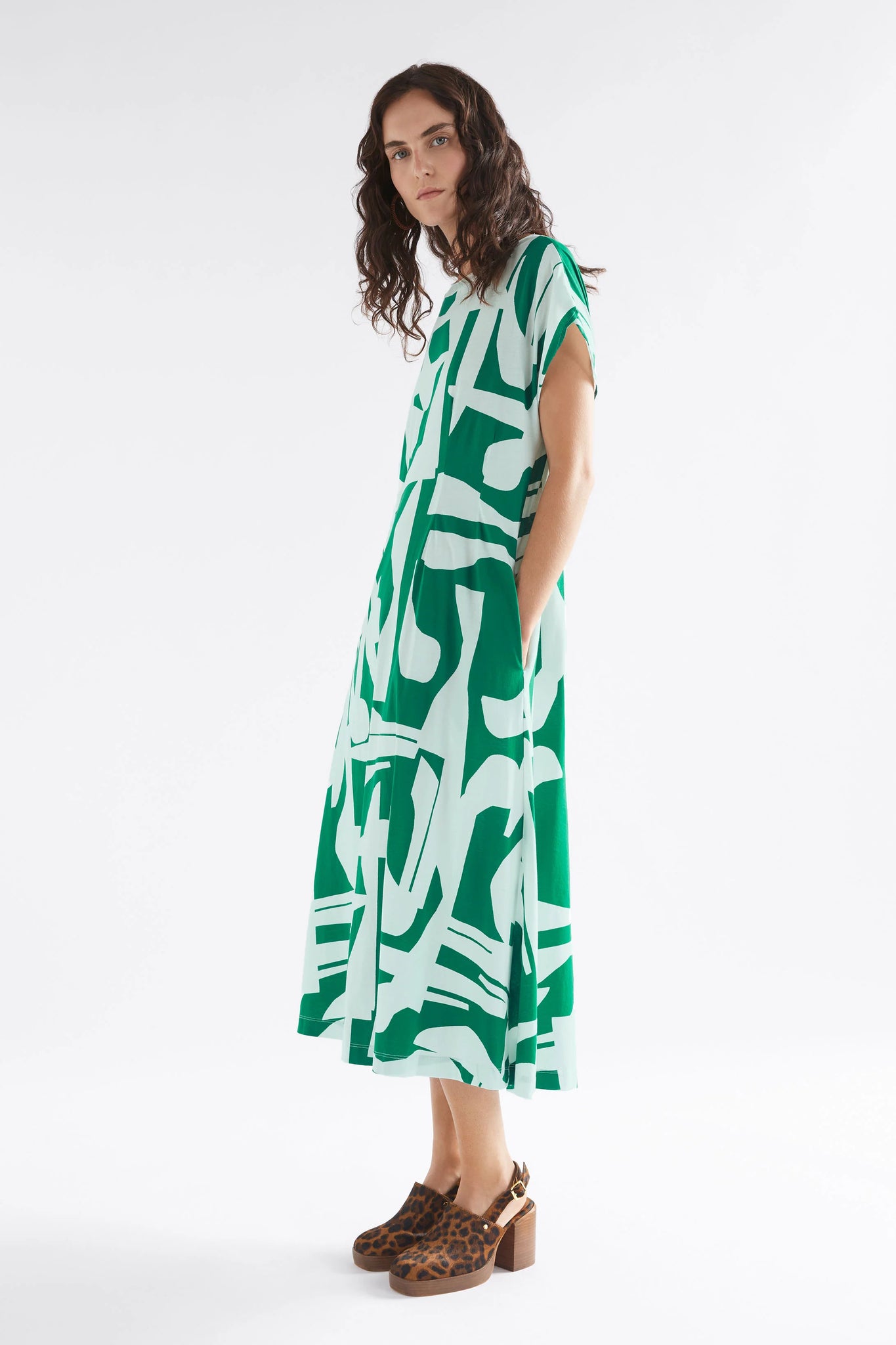 Elk Joia Jersey Dress - Green Braque Print