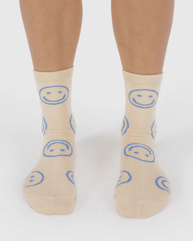 Baggu Socks - Crew - Ecru Periwinkle