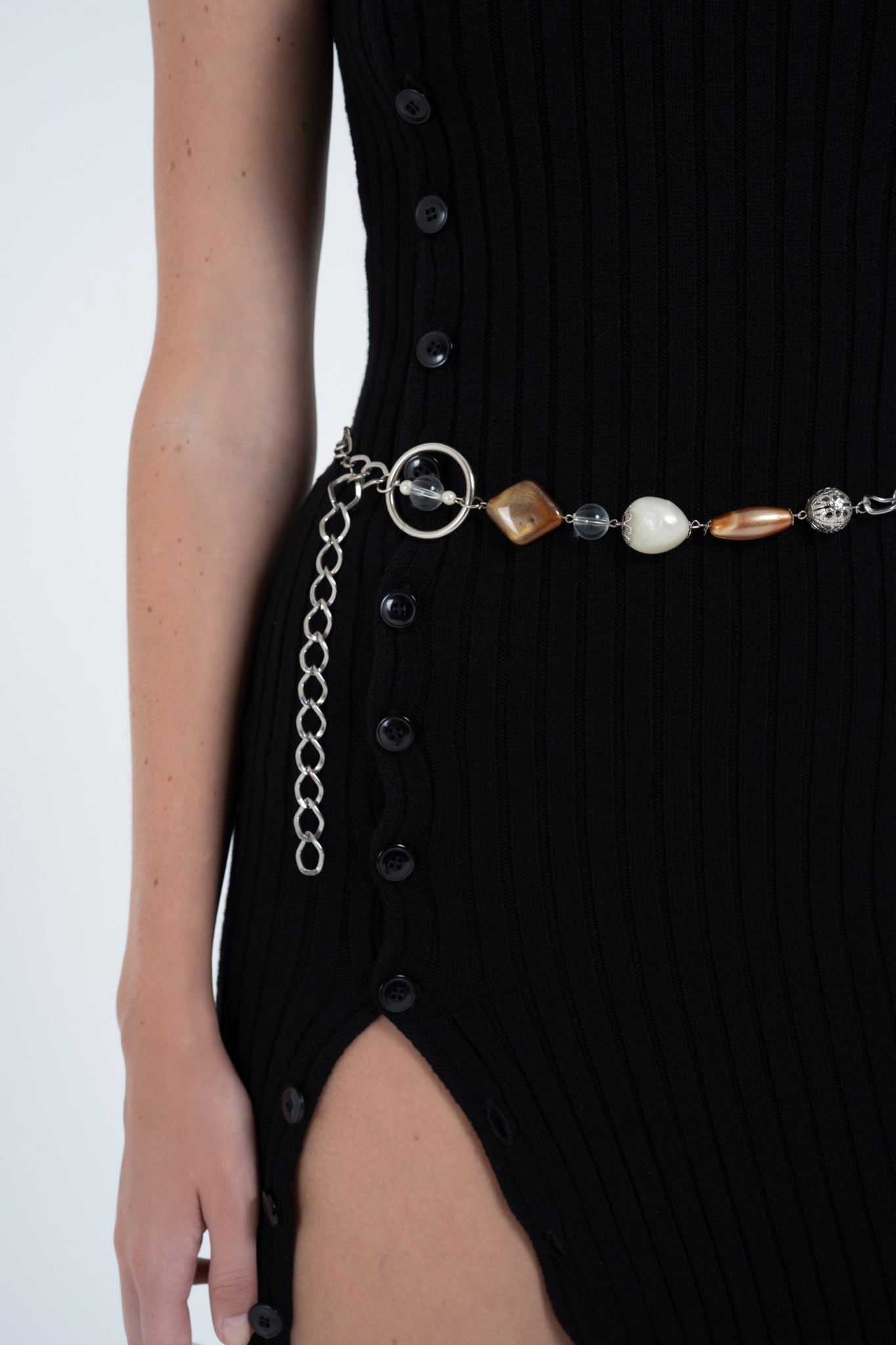 Arthur Apparel Asymmetric Button Dress - Black