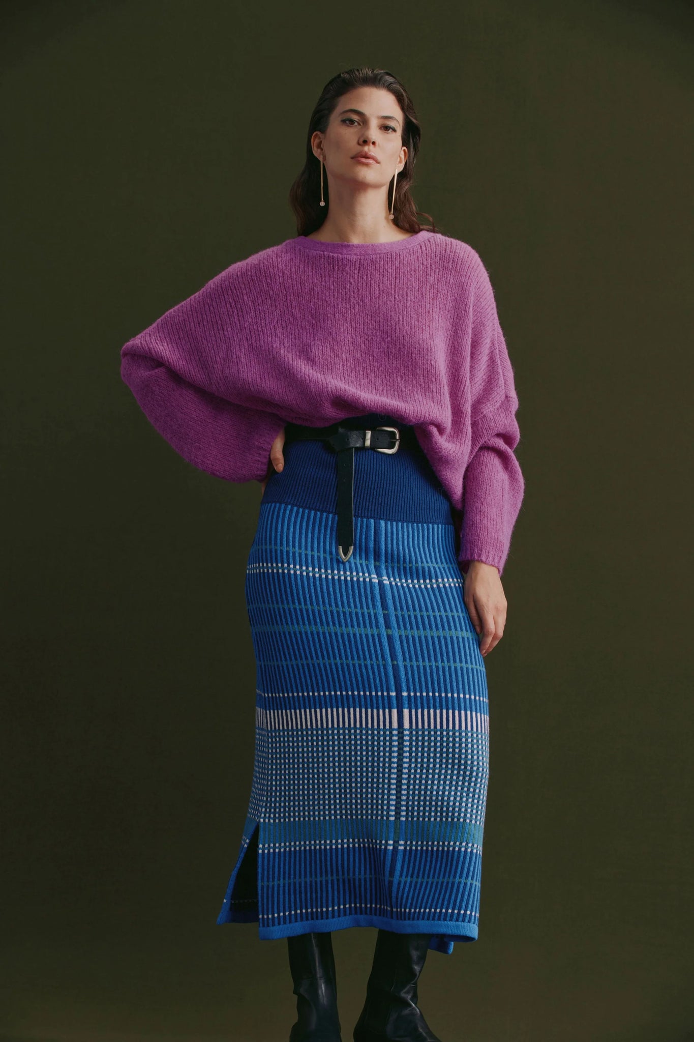 ELK Cila Organic Knit Skirt - Blue Multi