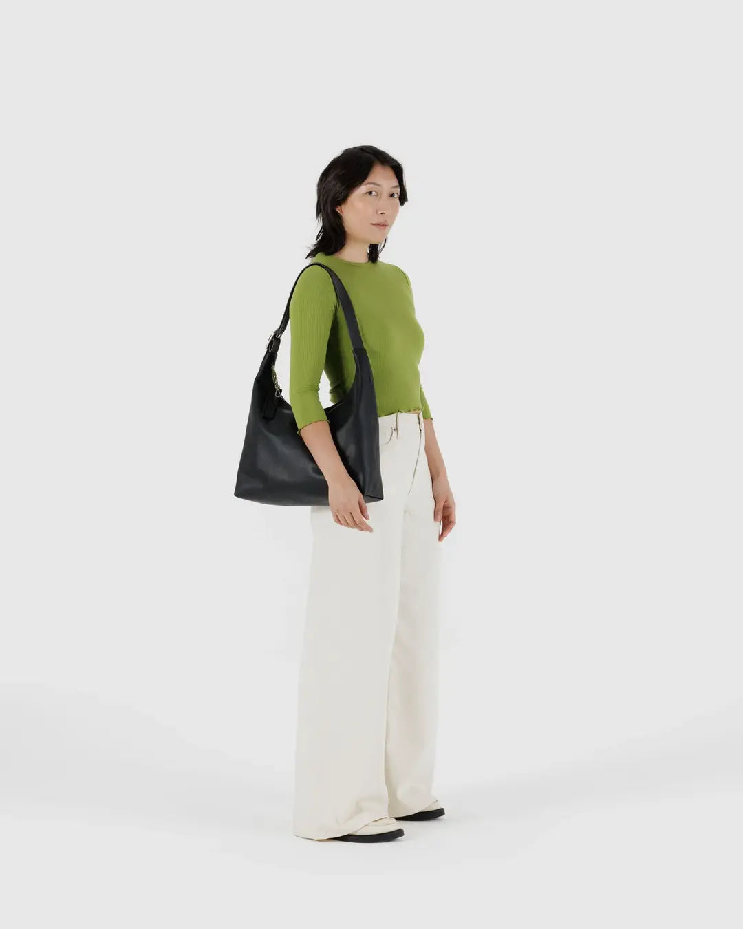 Baggu Recycled Leather Shoulder Bag - Black