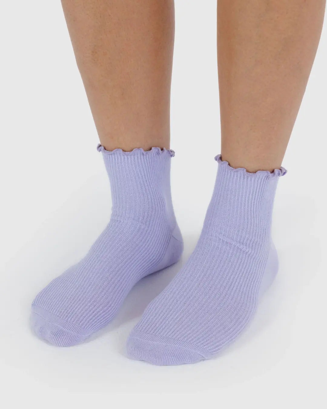 Baggu Lettuce Edge Sock Set of 2 - Lavender and Red