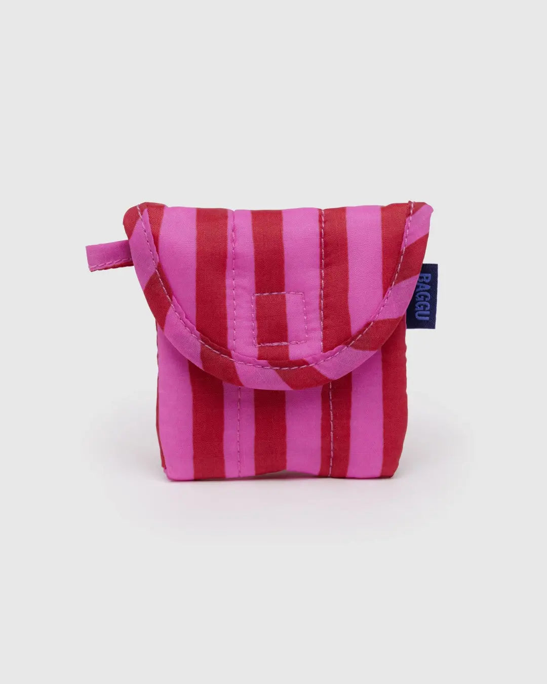 Baggu Puffy Earbuds Case - Pink and Red Painted Stripe