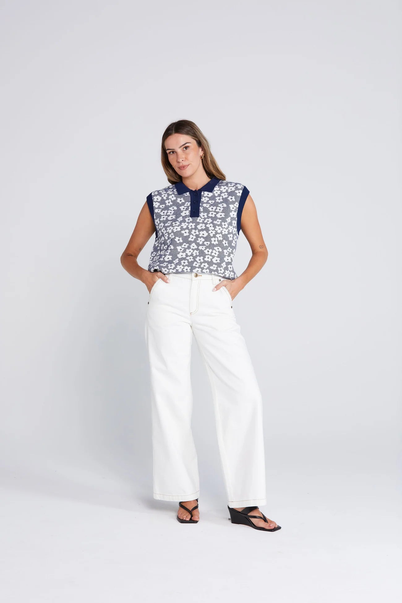 Thing Thing Fairway Flowers Polo - Bleached Navy