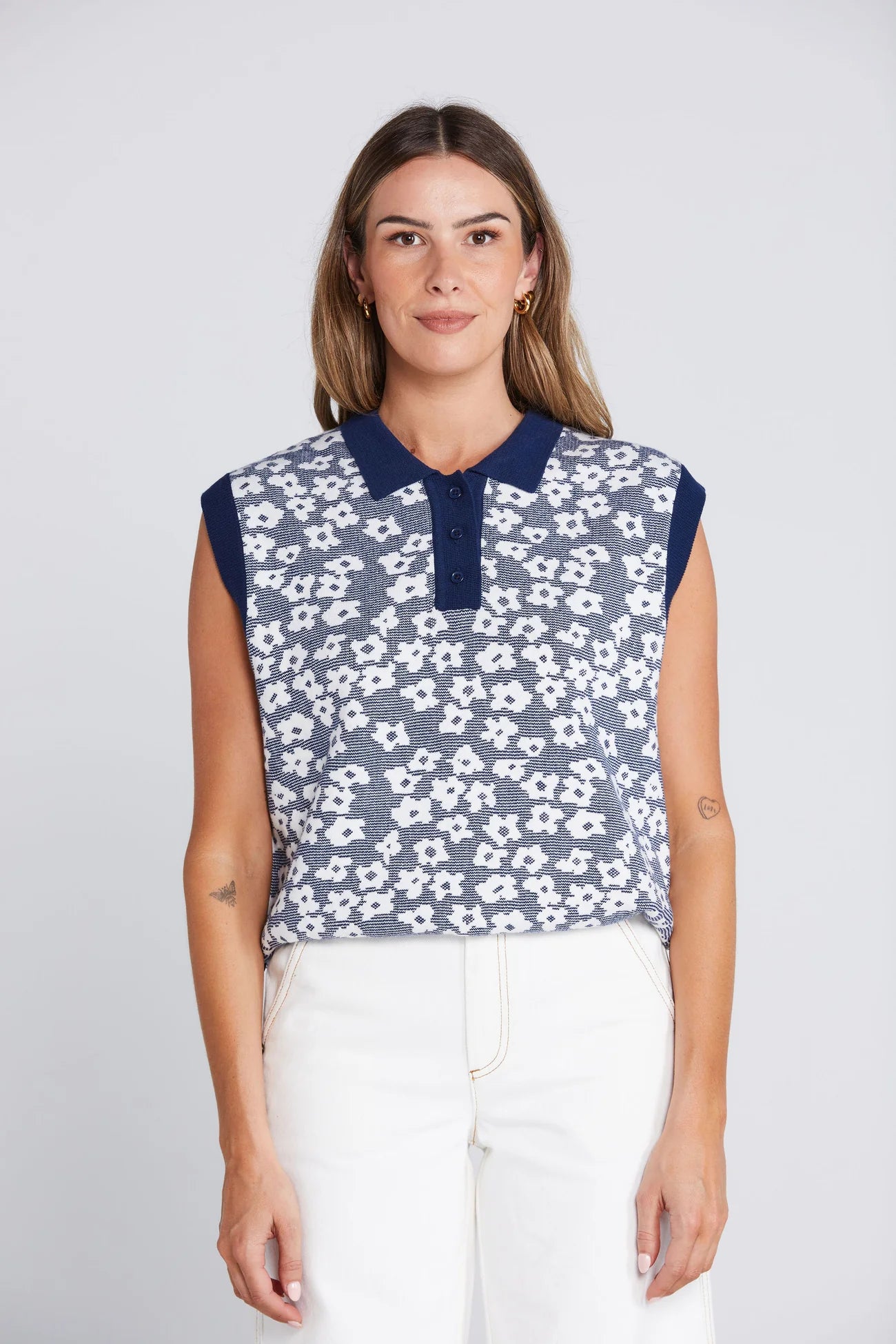 Thing Thing Fairway Flowers Polo - Bleached Navy