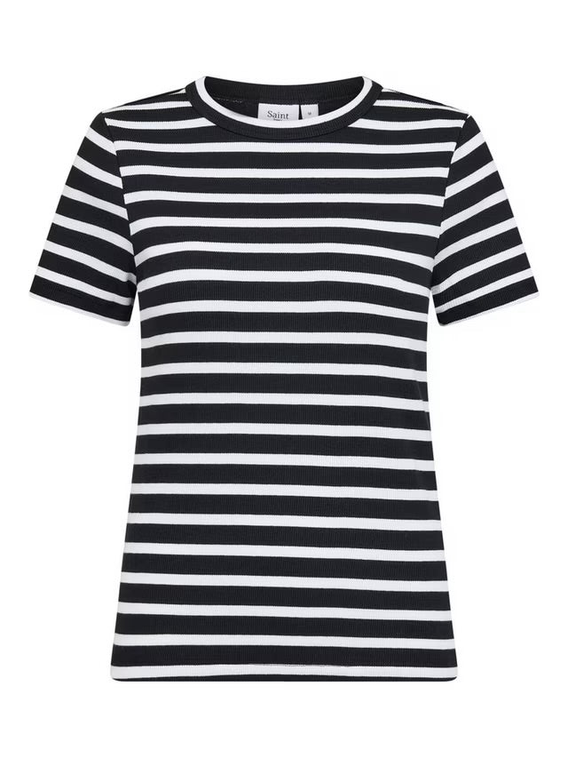 Saint Tropez Aster SS Stripe T Shirt - Black White Stripe