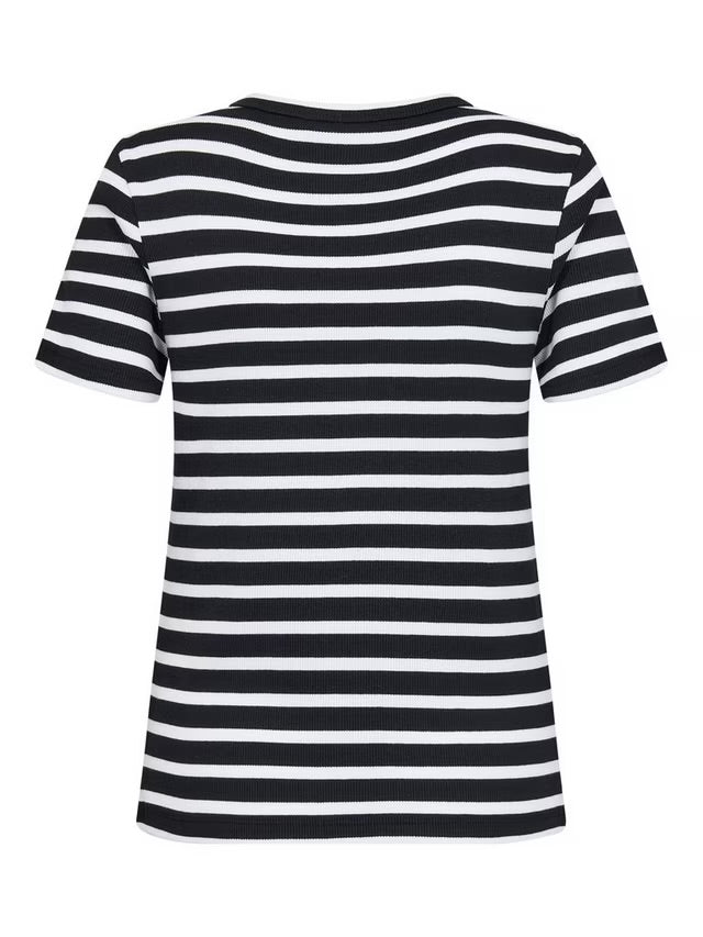Saint Tropez Aster SS Stripe T Shirt - Black White Stripe