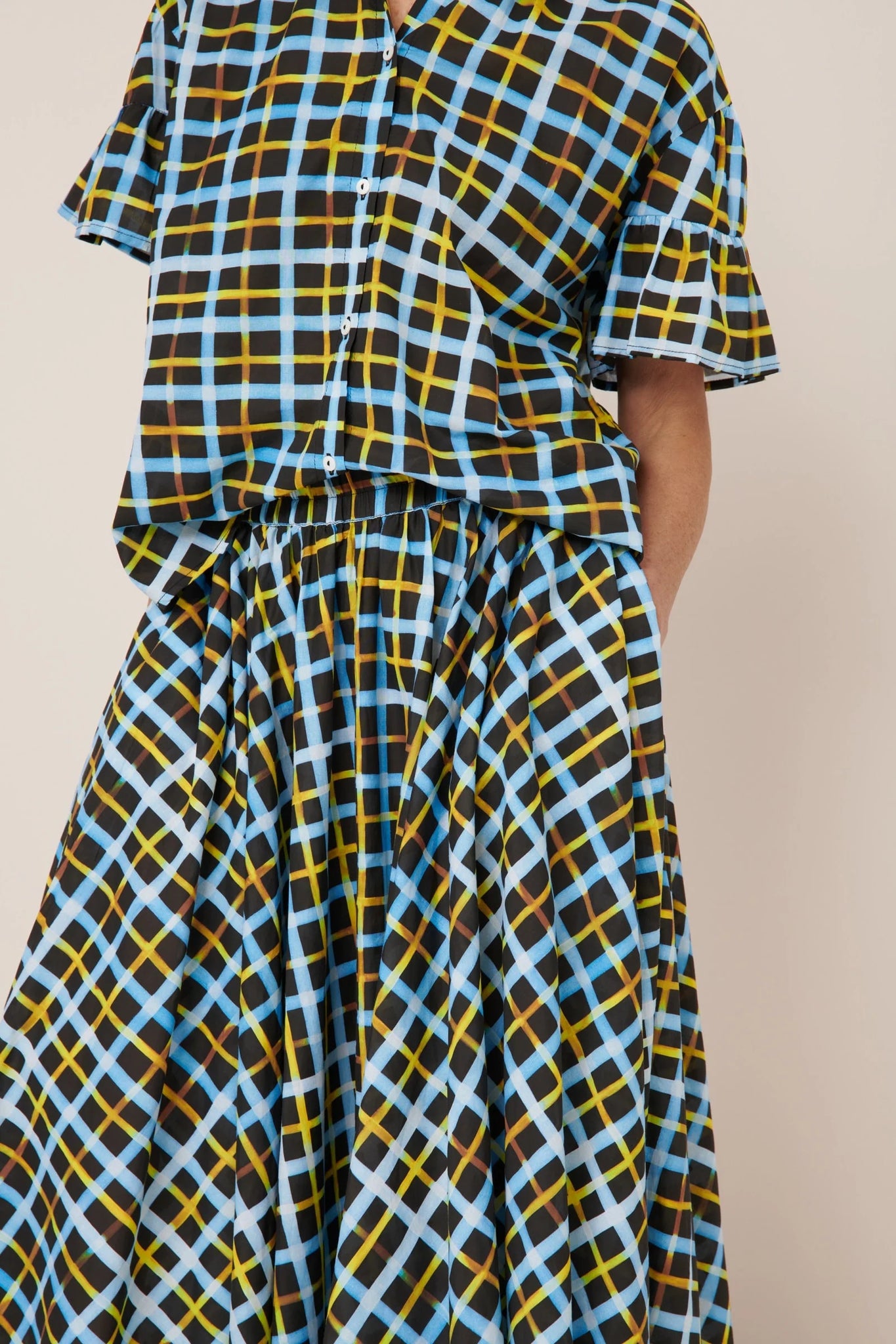 Kowtow Motion Skirt - Neon Tartan