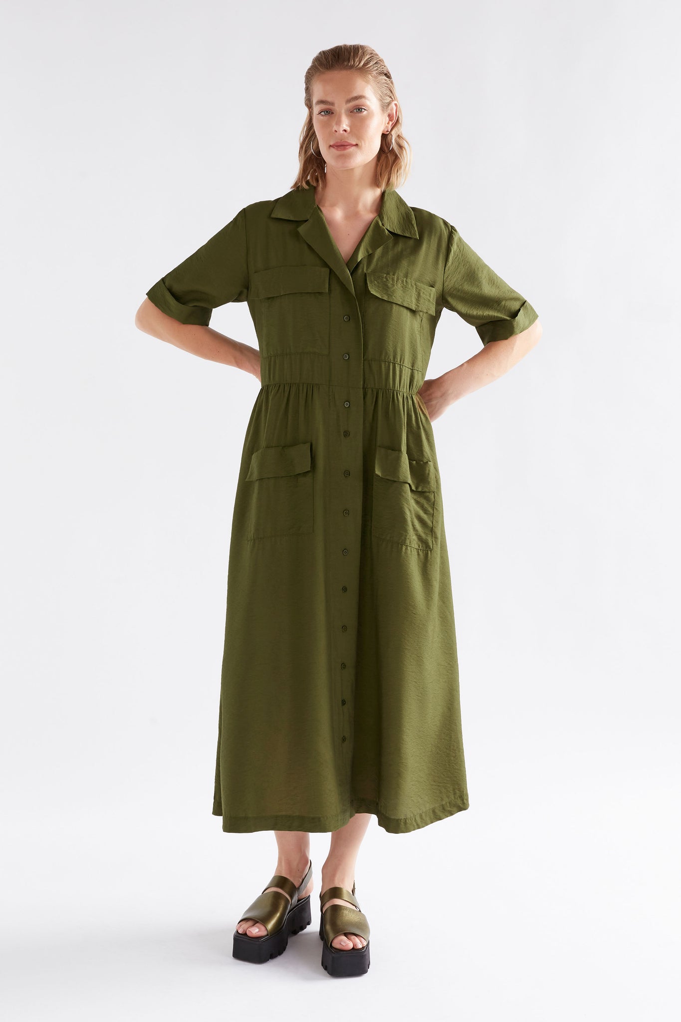 Elk Eine Shirt Dress - Olive