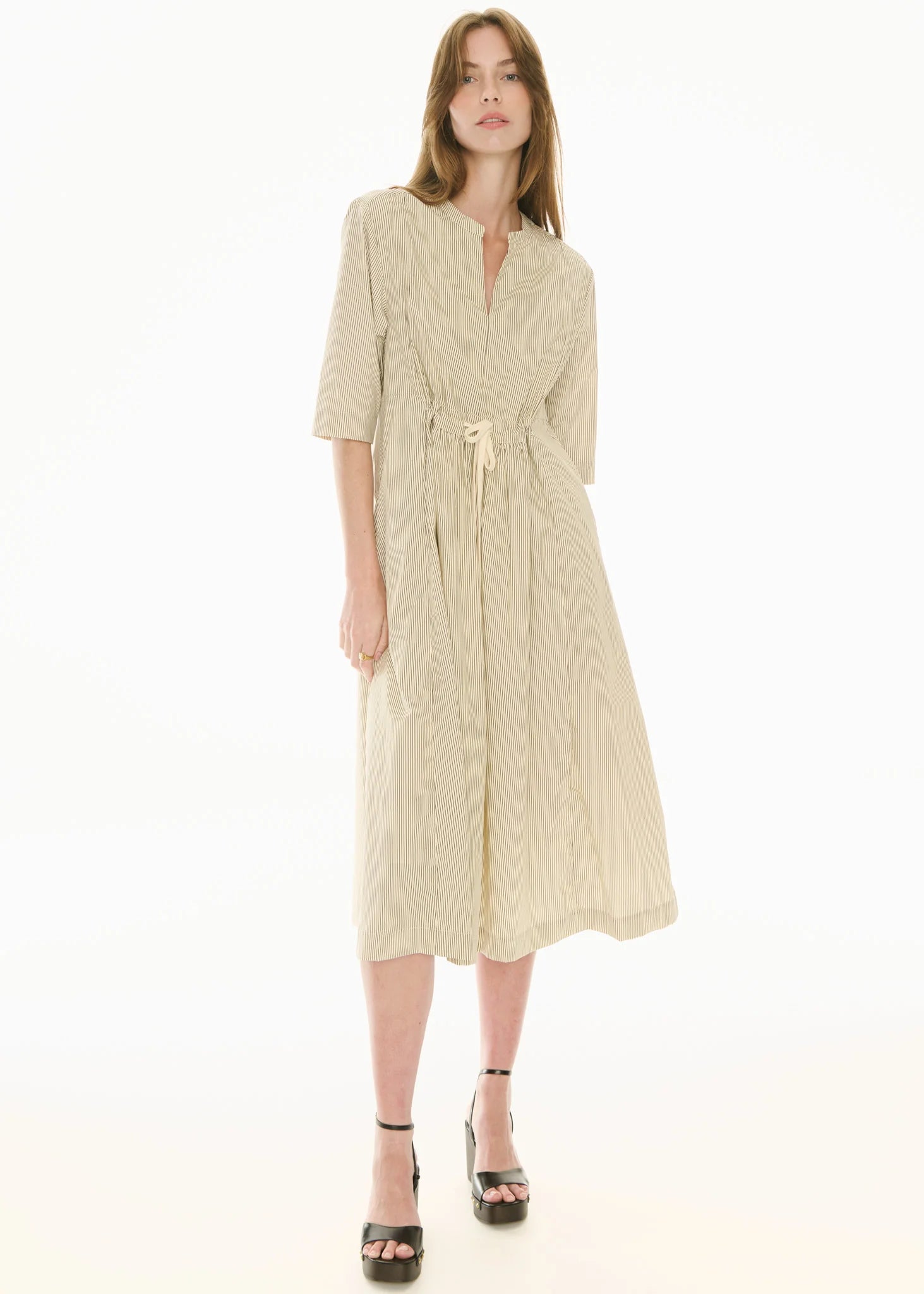 POL Fable Shirt Dress - Ivory/Ink