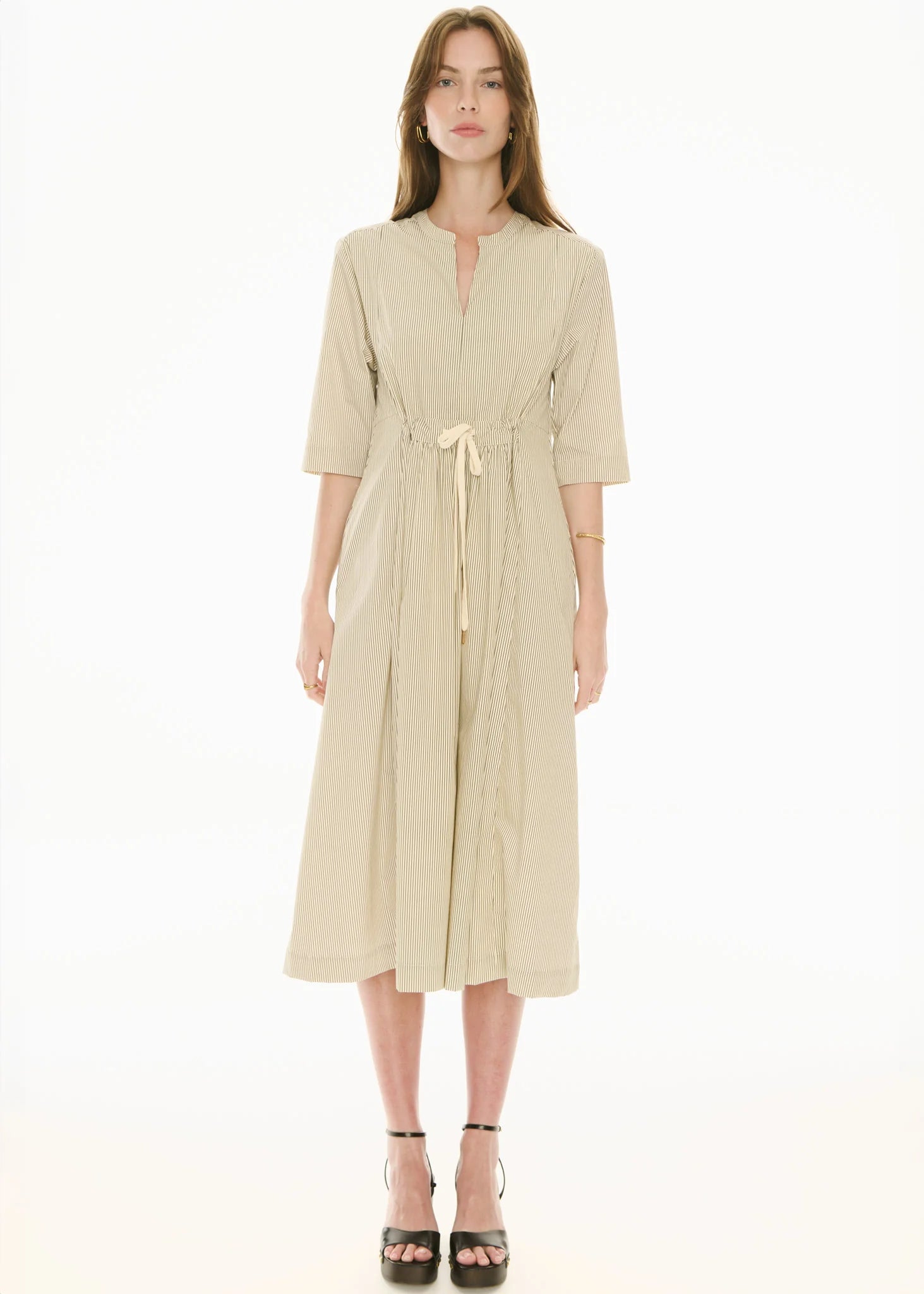 POL Fable Shirt Dress - Ivory/Ink