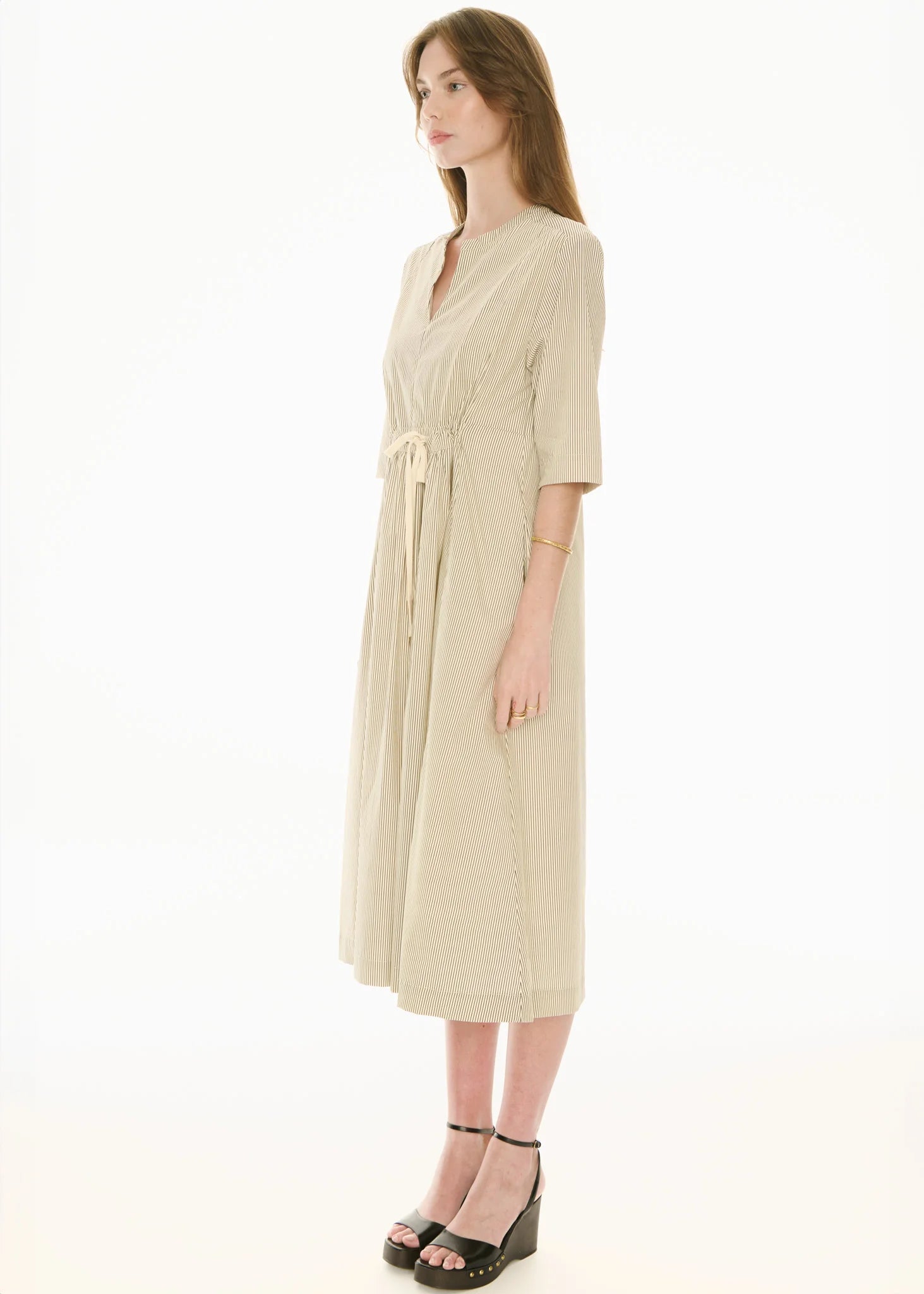 POL Fable Shirt Dress - Ivory/Ink