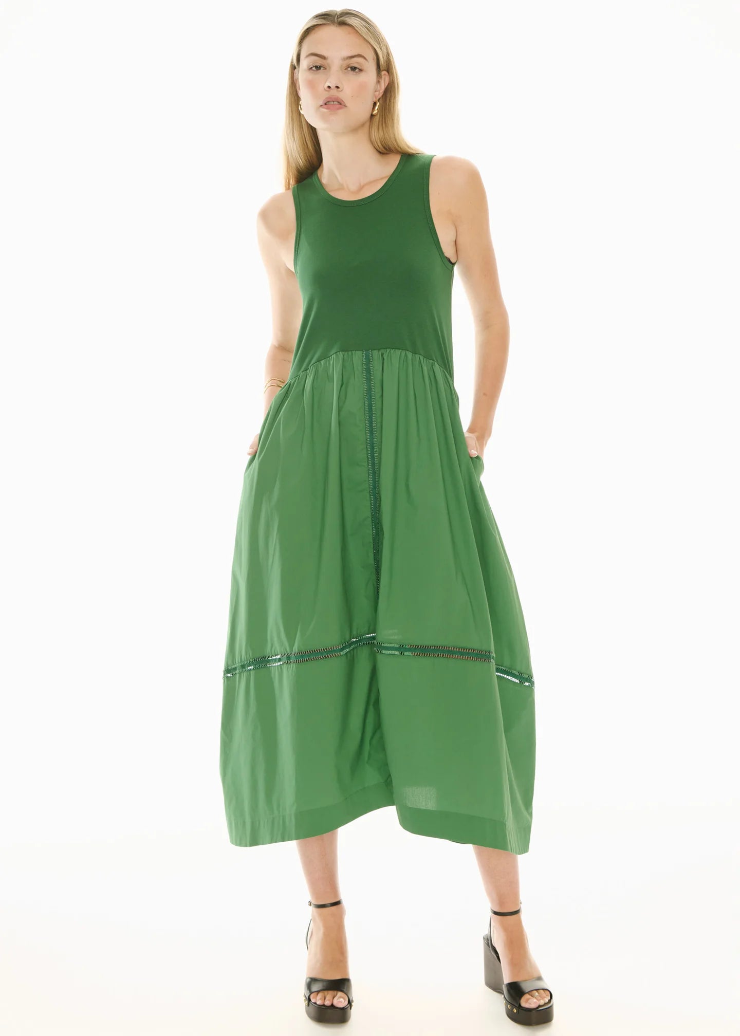 POL Orlo Lace Tank Dress - Green