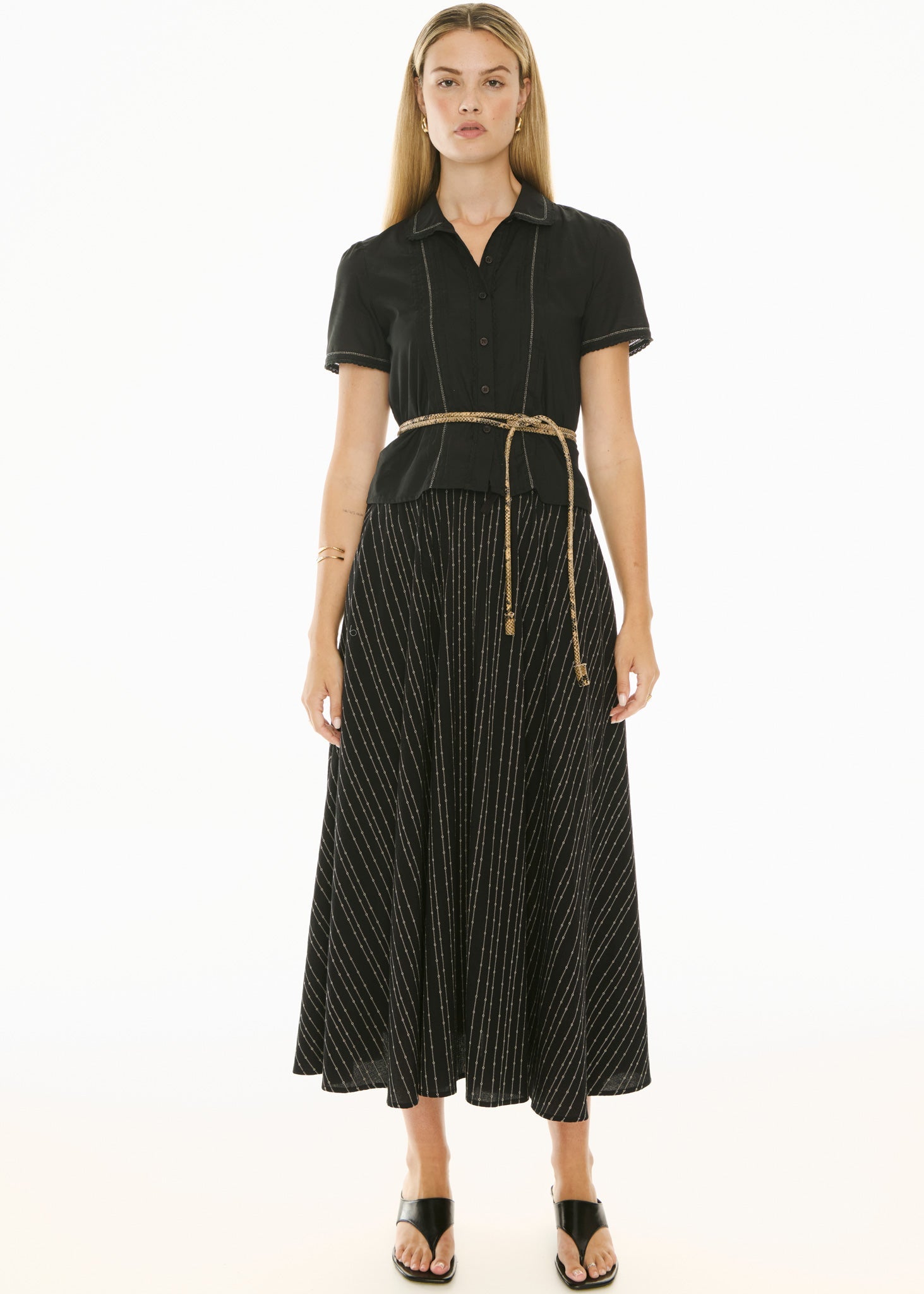 POL Nova Tucked Shirt - Black