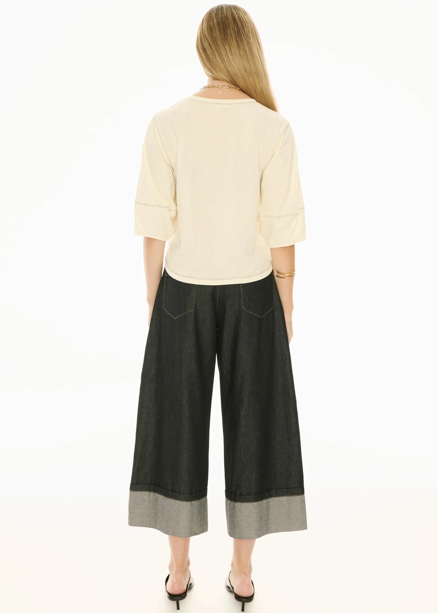 POL Harlyn Topstitch Tee - Ivory