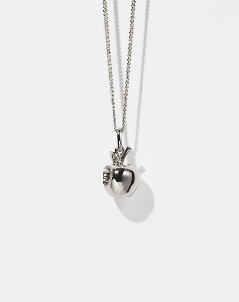 Meadowlark Bitten Apple Charm Necklace - Sterling Silver 50cm chain