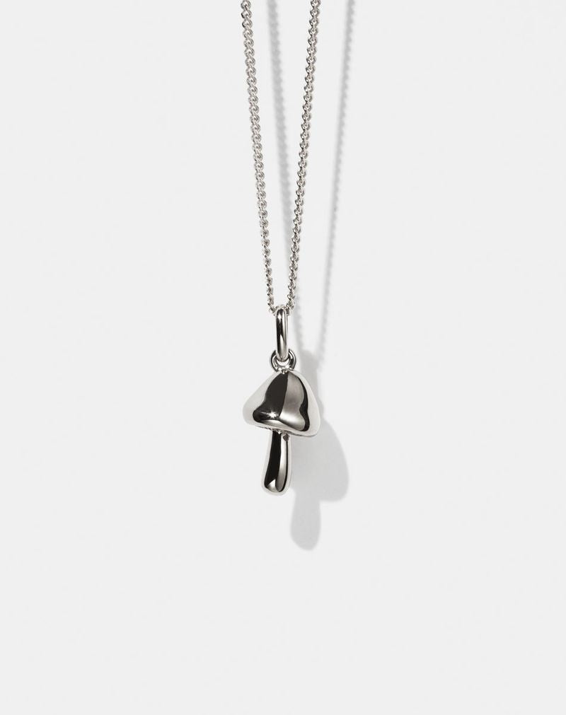 Meadowlark Mushroom Charm Necklace - Sterling Silver 50cm chain