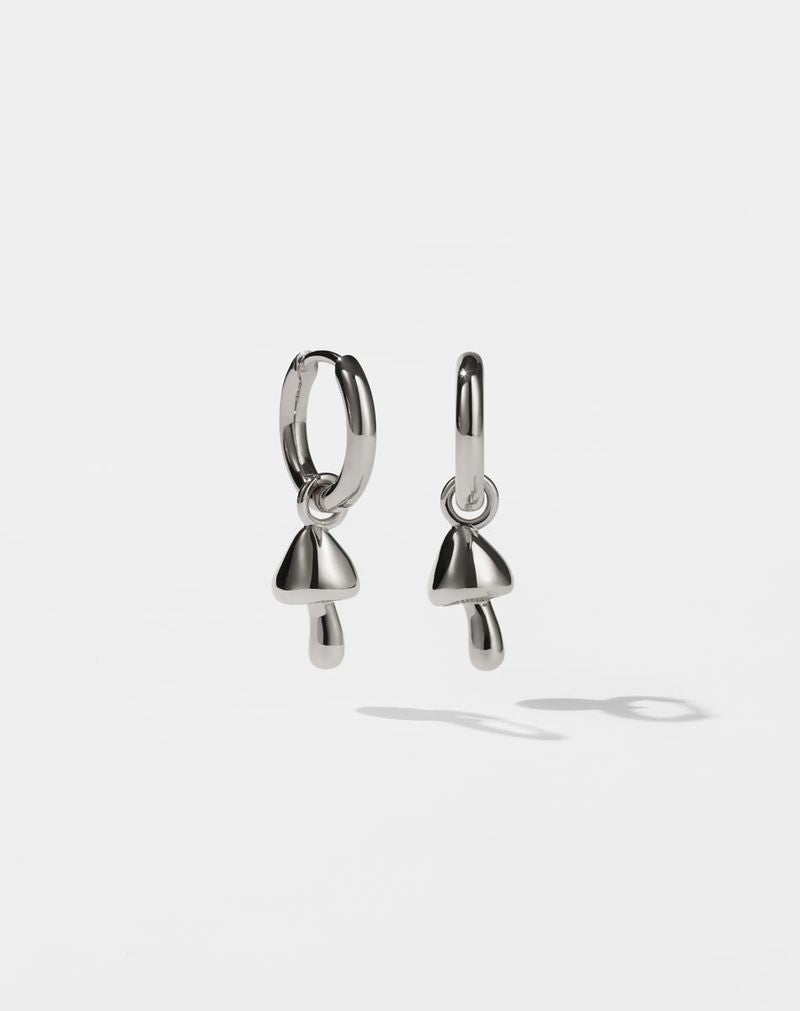 Meadowlark Mushroom Charm Earrings - Sterling Silver