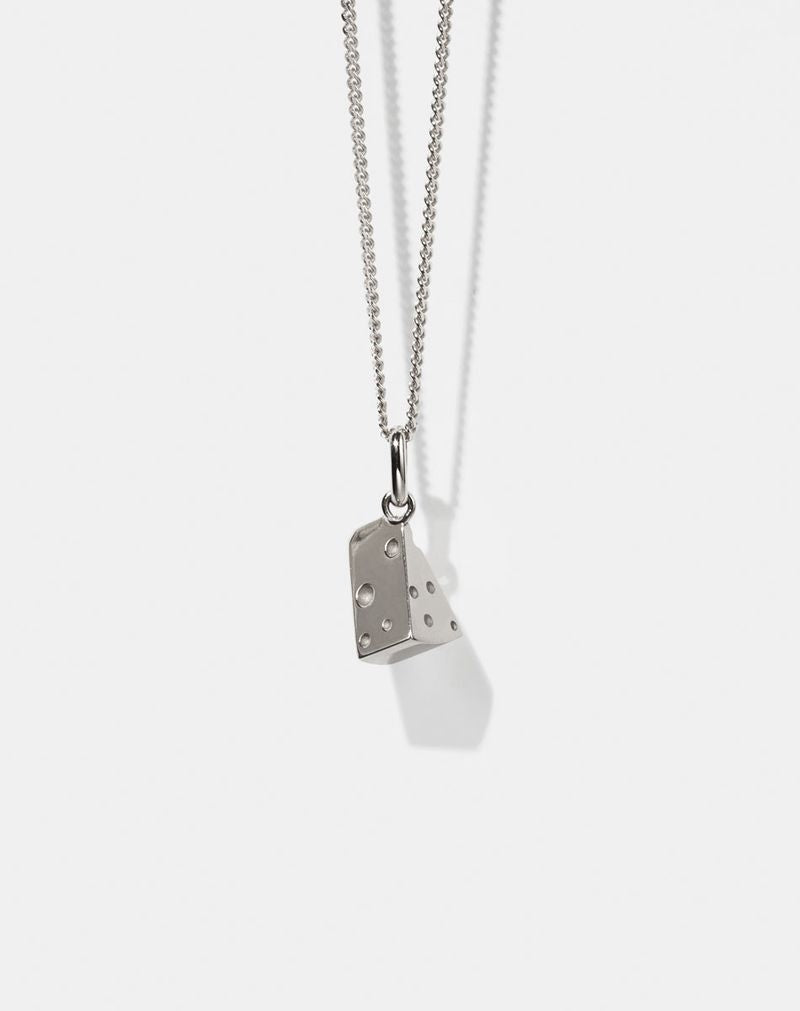 Meadowlark Swiss Cheese Charm Necklace - Sterling Silver