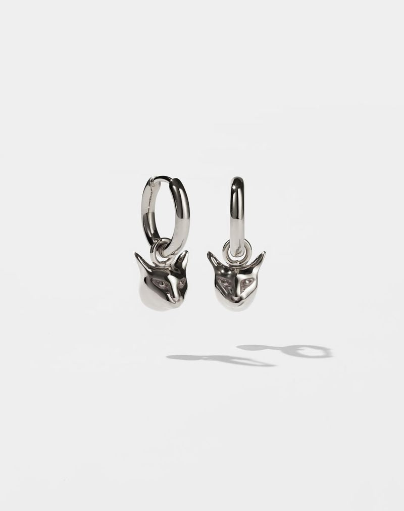 Meadowlark Cat Charm Earrings - Sterling Silver