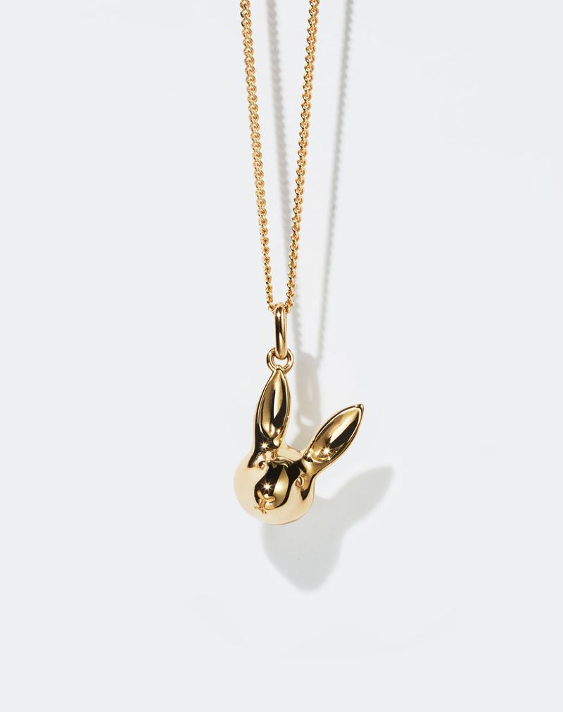Meadowlark Bunny Charm Necklace - Gold plated 50cm chain