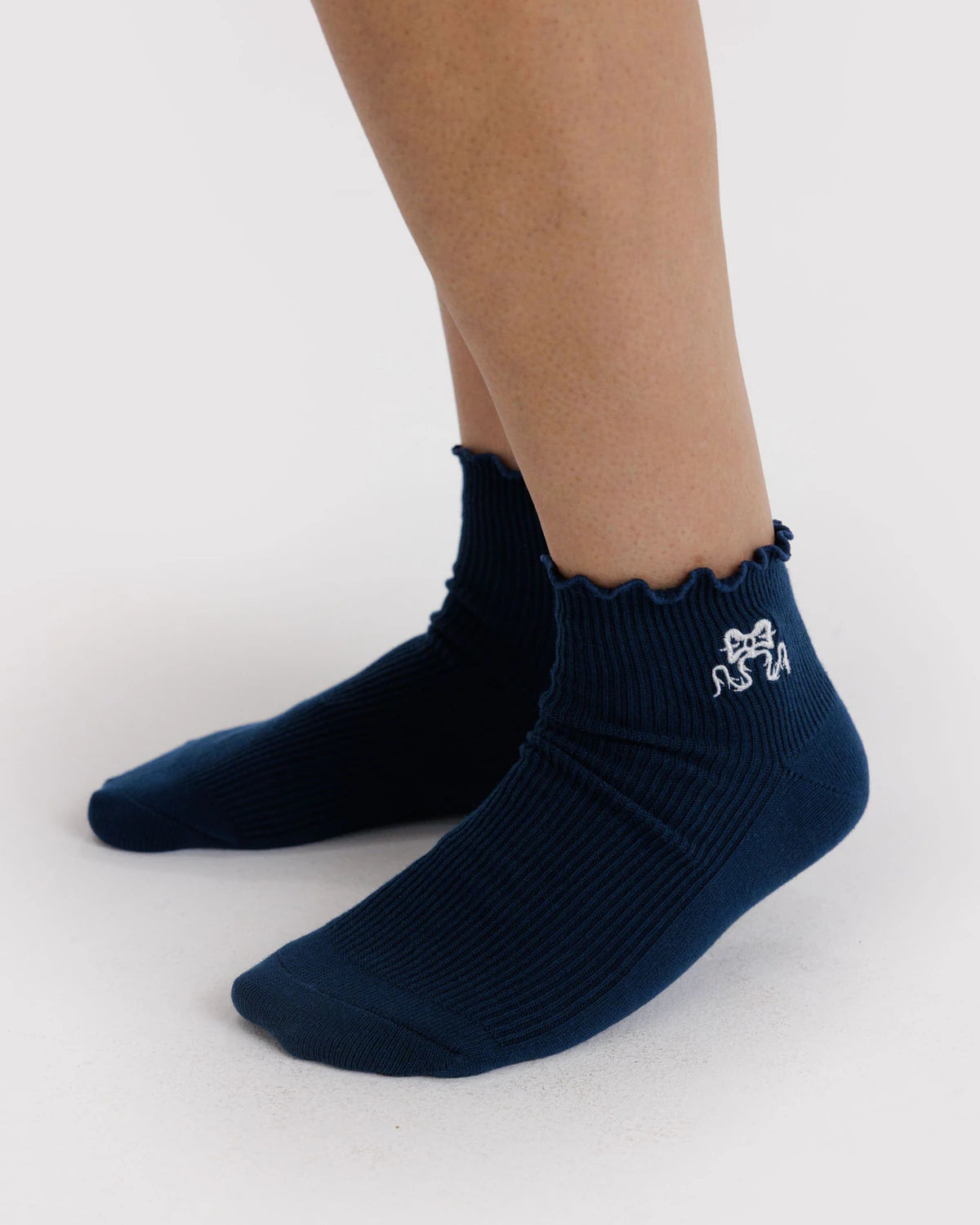 Baggu Socks - Lettuce Edge Set of 2 - Mahogany and Navy Icons