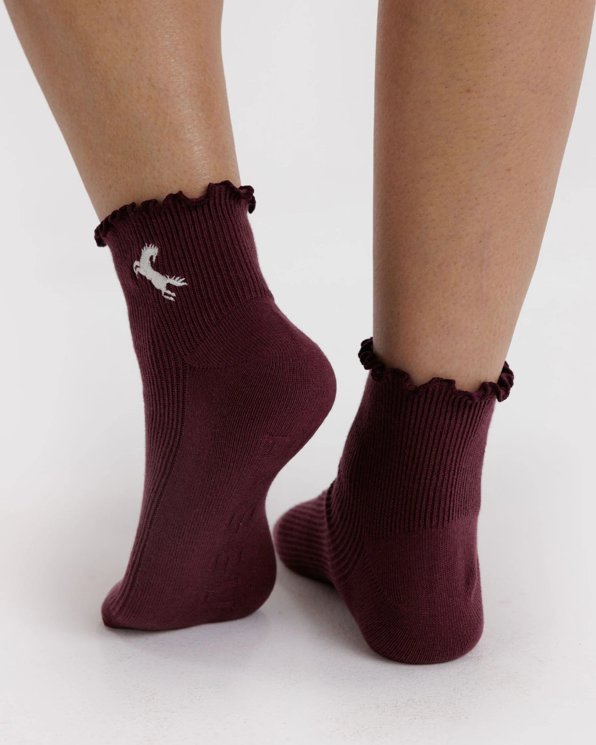 Baggu Socks - Lettuce Edge Set of 2 - Mahogany and Navy Icons