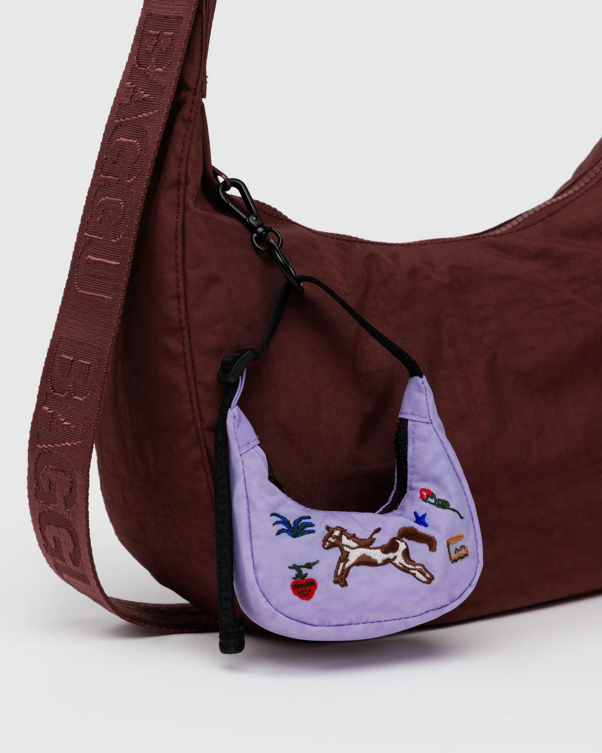 Baggu Crescent Bag Charm - Embroidered Pony