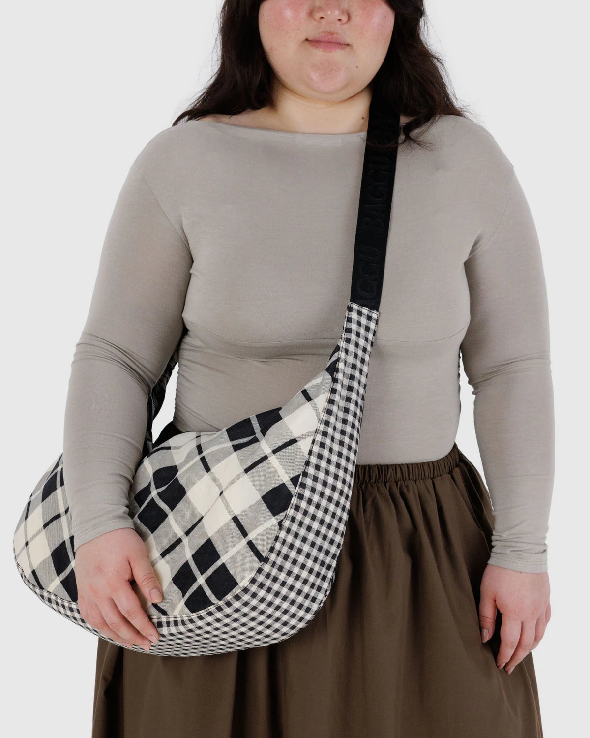 Baggu Crescent Bag - Large Nylon - Mixed Plaid