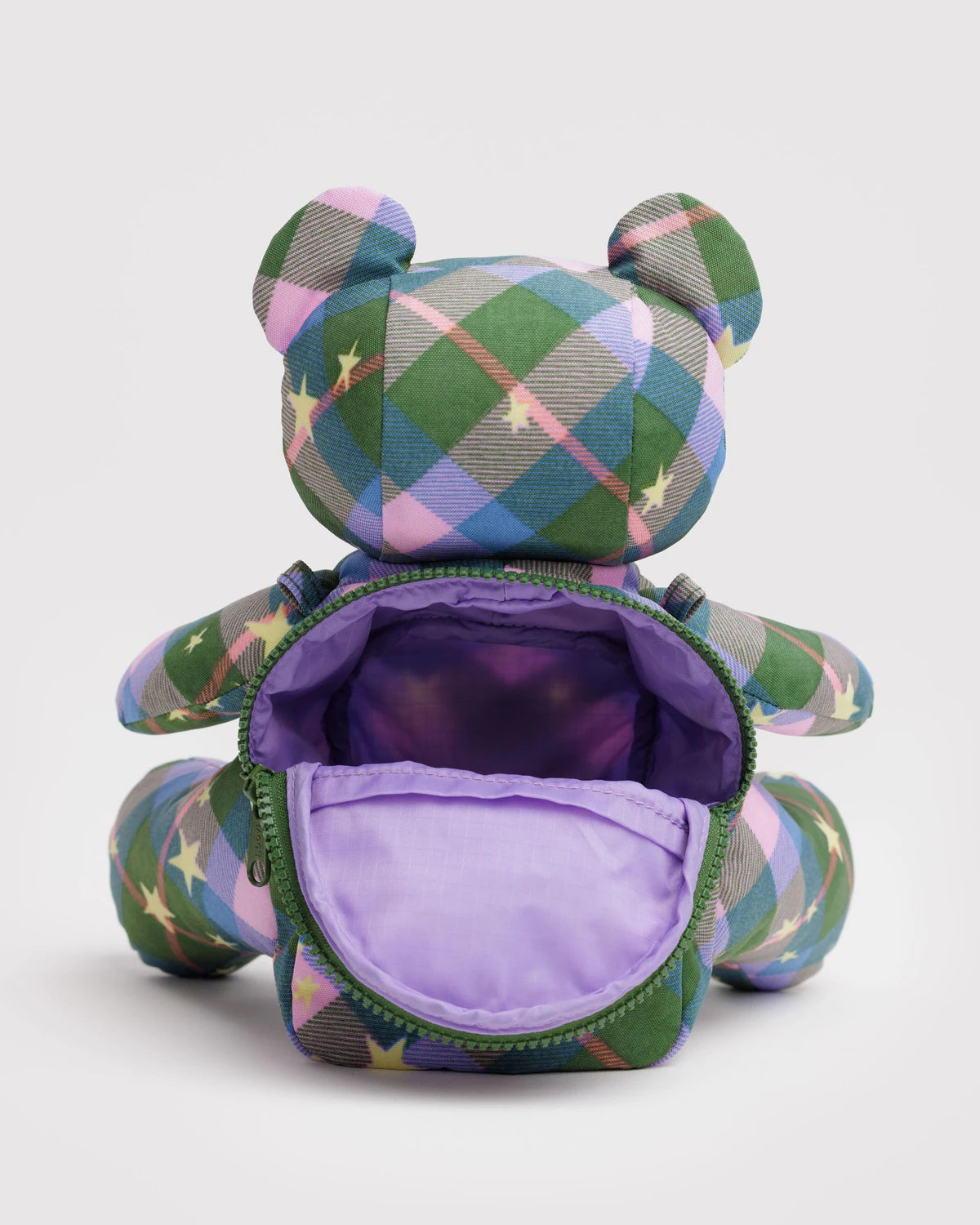 Baggu Bear Bag - Green Star Plaid