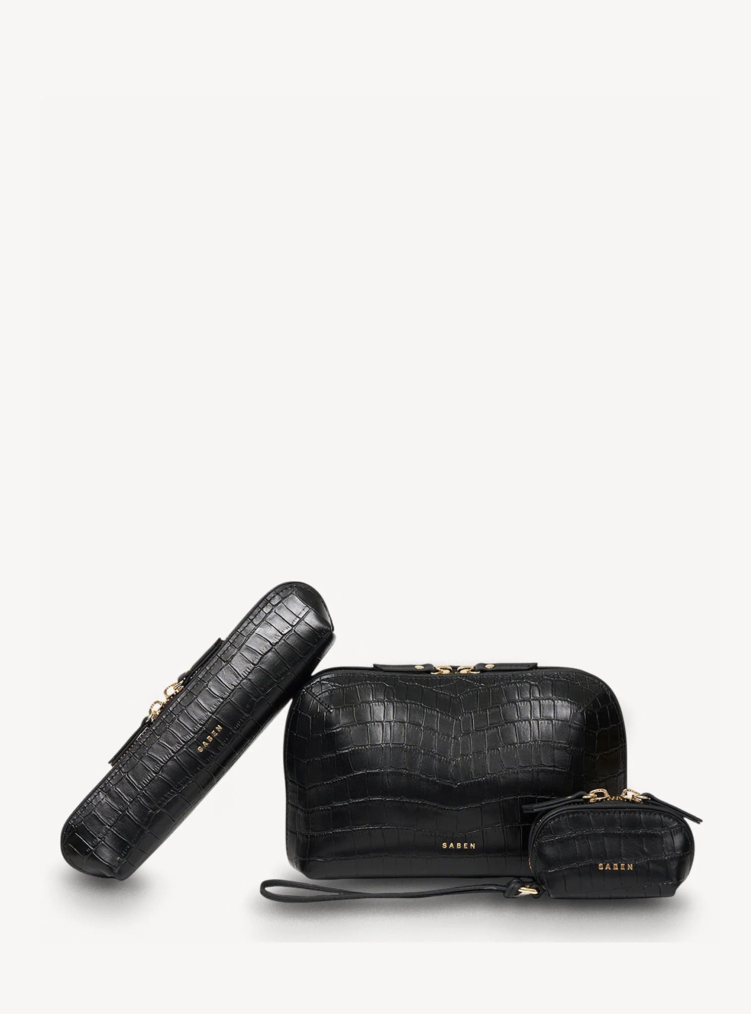 Saben Tarin Airpod Pouch- Black Croc