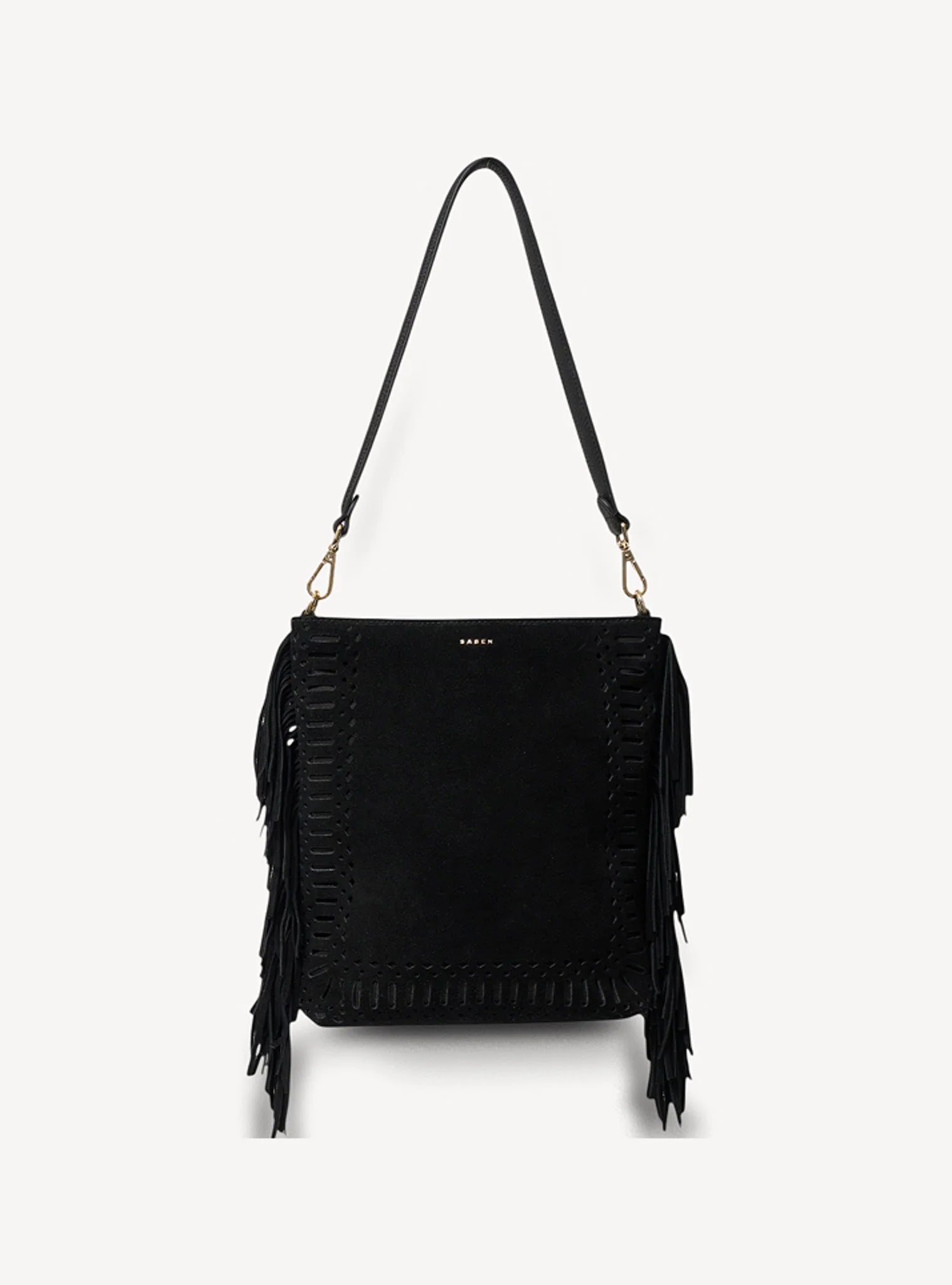 Saben - Claudette Shoulder Bag - Black Suede Fringe