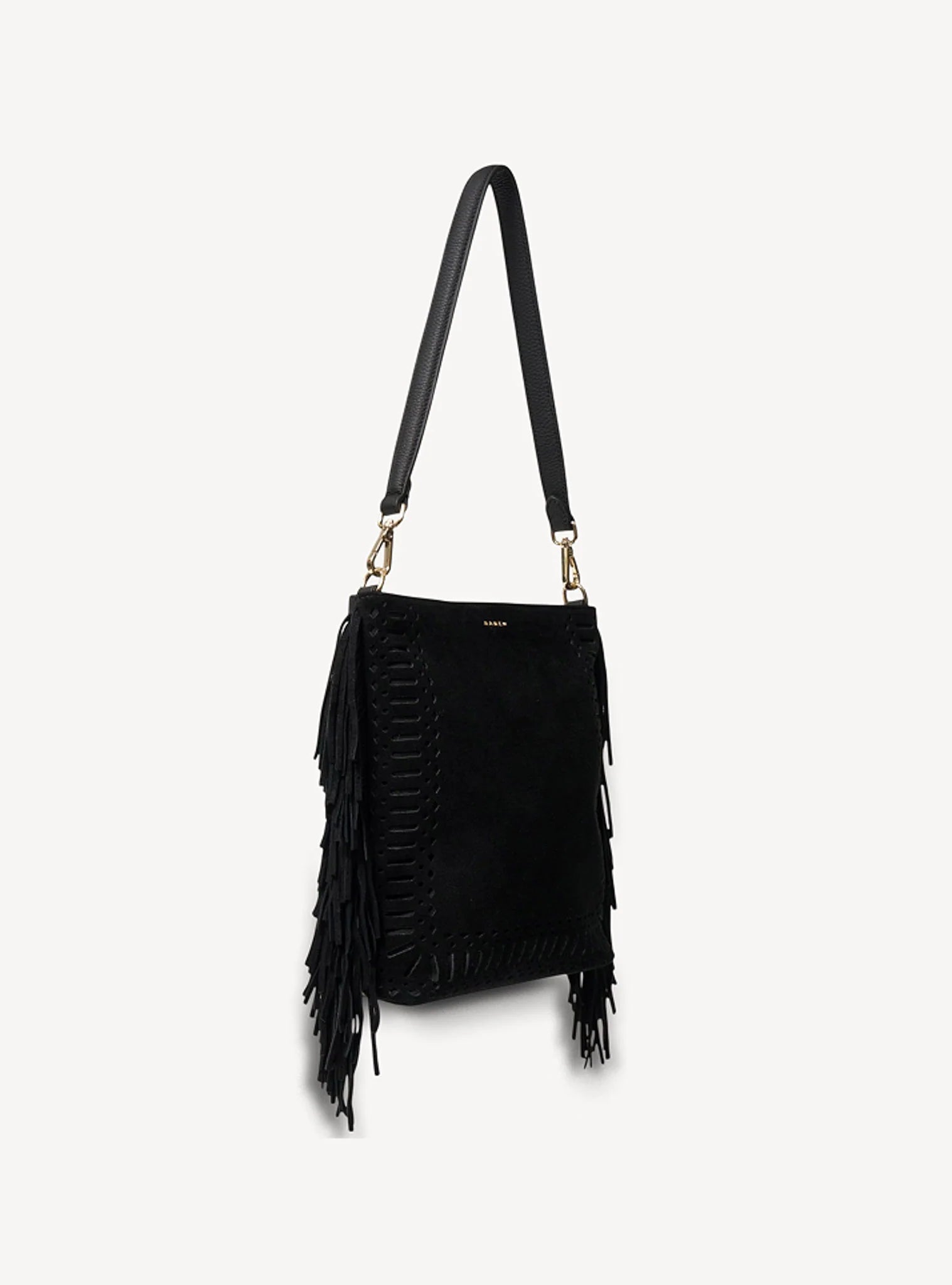 Saben - Claudette Shoulder Bag - Black Suede Fringe