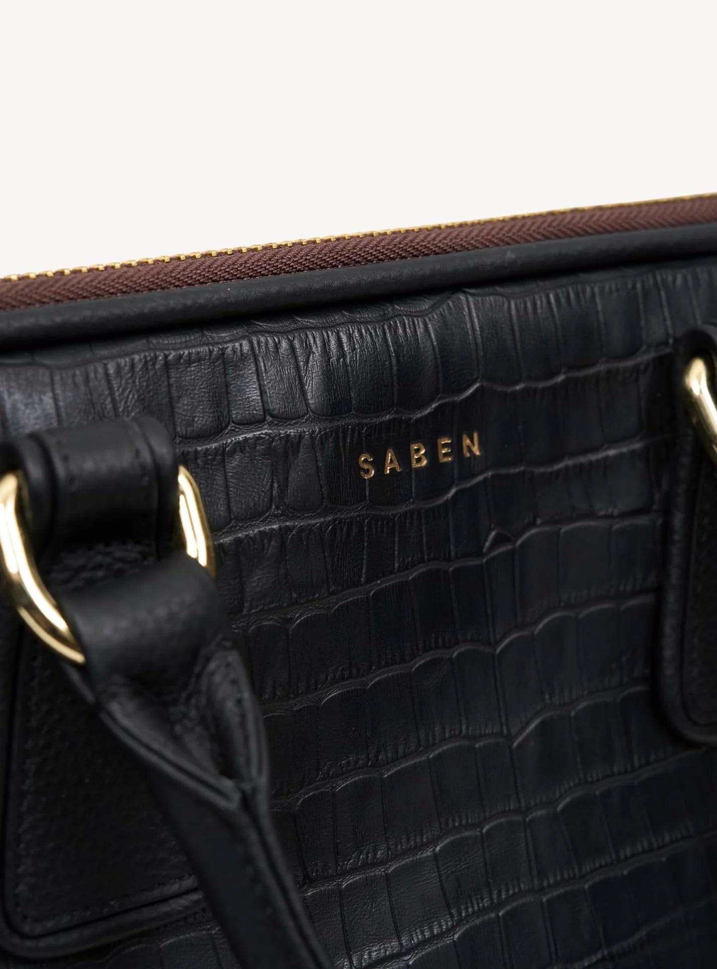 Saben Parker Briefcase - Black Croc